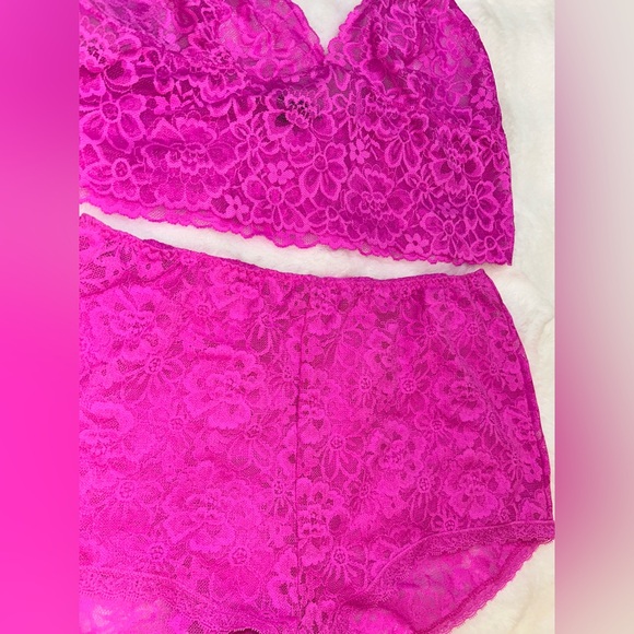 Victoria's Secret Barbie Pink Lace Bralette and Shorts Set - Picture 2 of 6